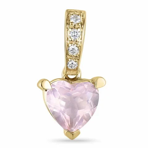 Herz quarz gold anhänger in 14 karat gold 0,03 ct