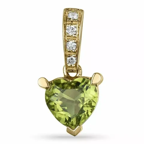 Herz Peridot Anhänger in 14 karat Gold 0,03 ct 0,84 ct