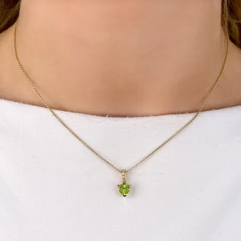 Herz Peridot Anhänger in 14 karat Gold 0,03 ct 0,84 ct