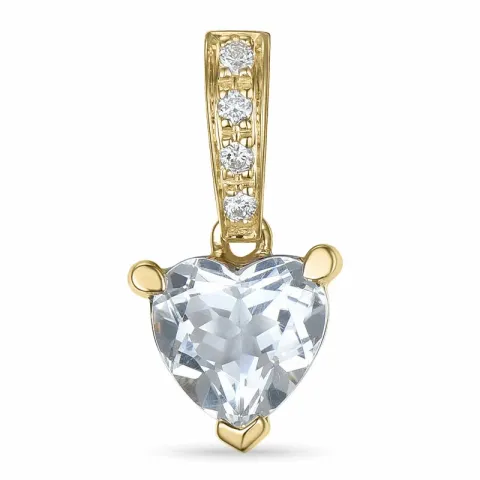 Herz Quarz Anhänger in 14 karat Gold 0,03 ct