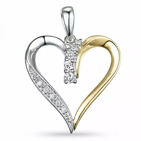 Herz Diamant Anhänger in 14 karat Gold- und Weißgold 0,19 ct