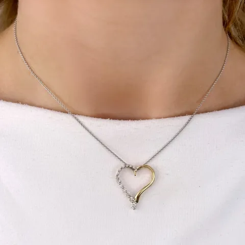 Herz Diamant Anhänger in 14 karat Gold- und Weißgold 0,32 ct