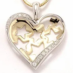 Herz Anhänger in 14 karat Gold- und Weißgold 0,11 ct