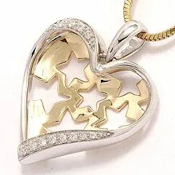 Herz Anhänger in 14 karat Gold- und Weißgold 0,11 ct