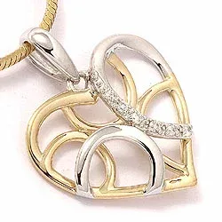 Herz Diamant Anhänger in 14 karat Gold- und Weißgold 0,05 ct