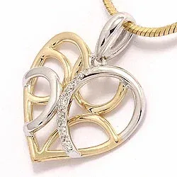 Herz Diamant Anhänger in 14 karat Gold- und Weißgold 0,05 ct