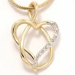 Herz Diamantanhänger in 14 karat Gold- und Weißgold 0,06 ct