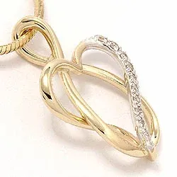 Herz Diamantanhänger in 14 karat Gold- und Weißgold 0,06 ct