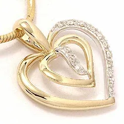 Herz Diamantanhänger in 14 karat Gold- und Weißgold 0,07 ct