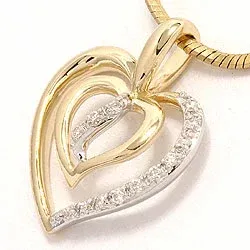 Herz Diamantanhänger in 14 karat Gold- und Weißgold 0,07 ct