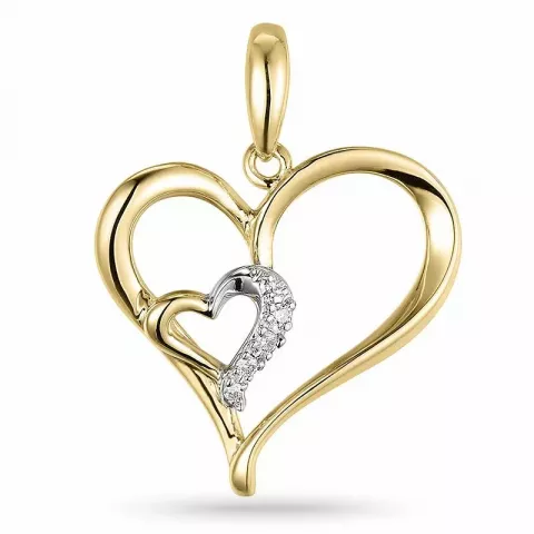 Herz Diamant Anhänger in 14 karat Gold- und Weißgold 0,03 ct