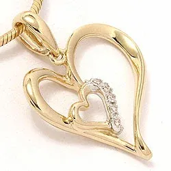 Herz Diamant Anhänger in 14 karat Gold- und Weißgold 0,03 ct