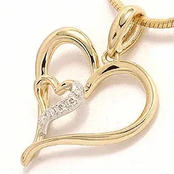 Herz Diamant Anhänger in 14 karat Gold- und Weißgold 0,03 ct