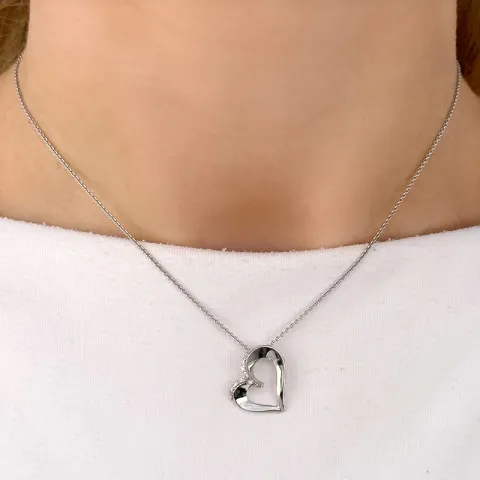 Herz Anhänger in 14 karat Weißgold 0,06 ct