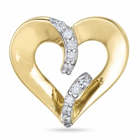 Herz damen anhänger in 14 karat gold- und weißgold 0,08 ct