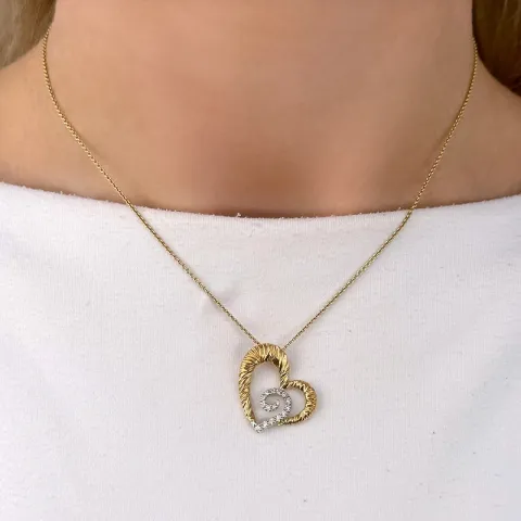 Herz Anhänger in 14 karat Gold- und Weißgold 0,12 ct