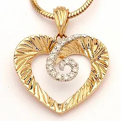 Herz Anhänger in 14 karat Gold- und Weißgold 0,11 ct