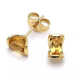 Viereckigem Ohrringe in 9 Karat Gold mit Citrinen