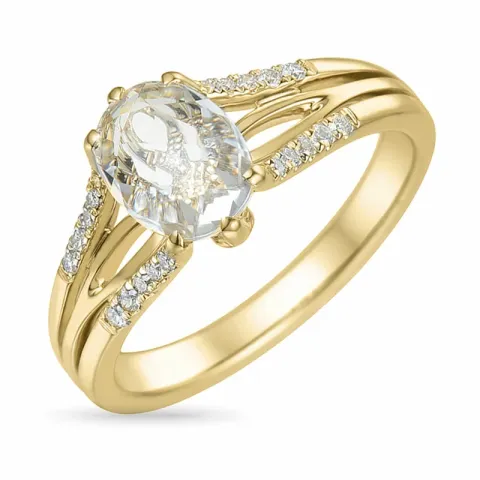 Quarz Diamantring in 14 Karat Gold 0,90 ct 0,12 ct