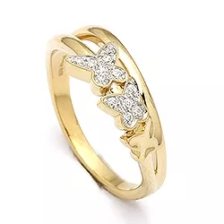 Schmetterling weißem Zirkon Ring aus 9 Karat Gold