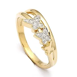 Schmetterling weißem Zirkon Ring aus 9 Karat Gold