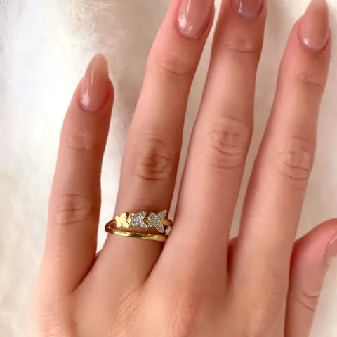 Schmetterling weißem Zirkon Ring aus 9 Karat Gold