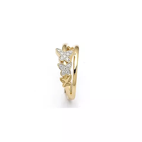 Schmetterling weißem Zirkon Ring aus 9 Karat Gold