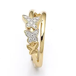 Schmetterling weißem Zirkon Ring aus 9 Karat Gold