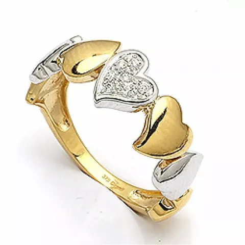 Herz Fingerring aus 9 Karat Gold und Weißgold