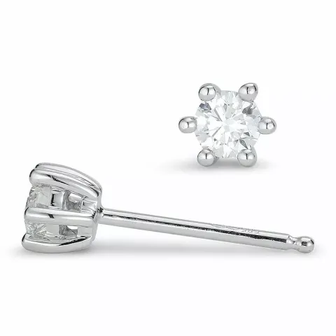 2 x 0,15 ct Diamant Solitärohrstecker in 14 Karat Weißgold mit Diamant