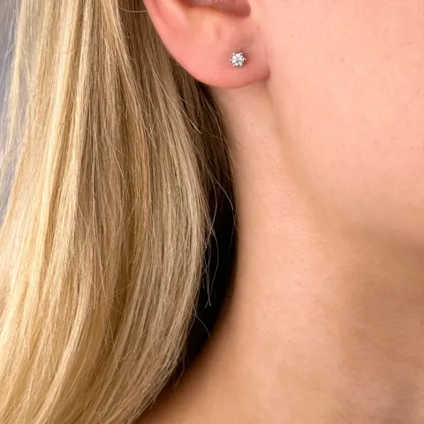2 x 0,10 ct Diamant Solitärohrstecker in 14 Karat Weißgold mit Diamant