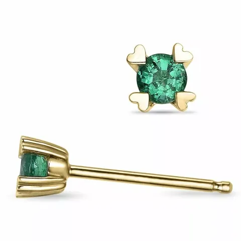 2 x 0,22 ct Solitärohrstecker in 14 Karat Gold mit Smaragd