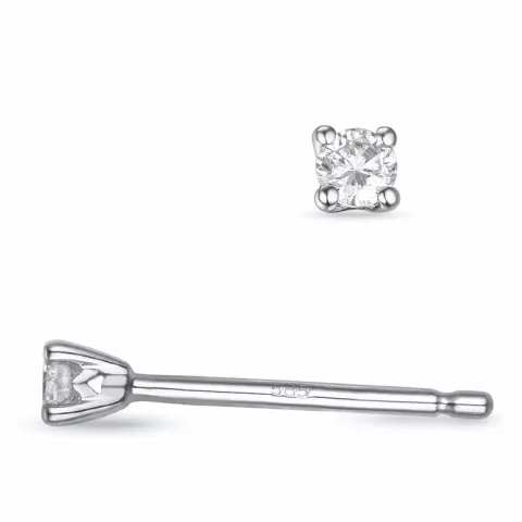 2 x 0,05 ct Solitärohrstecker in 14 Karat Weißgold mit Diamant