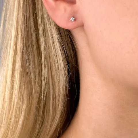 2 x 0,03 ct Solitärohrstecker in 14 Karat Weißgold mit Diamant