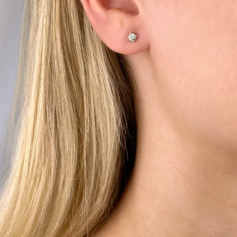 2 x 0,13 ct Solitärohrstecker in 14 Karat Weißgold mit Diamant