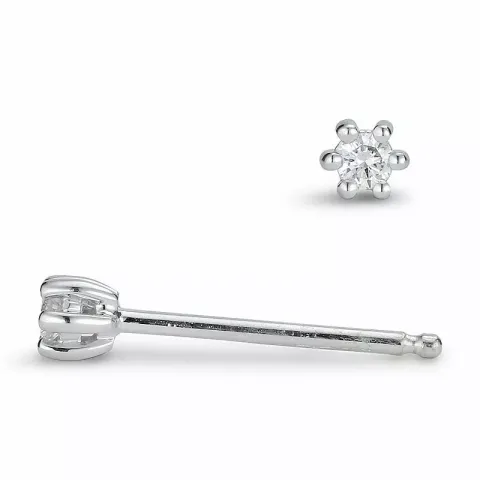 2 x 0,03 ct Diamant Solitärohrstecker in 14 Karat Weißgold mit Diamant