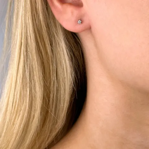 2 x 0,03 ct Diamant Solitärohrstecker in 14 Karat Weißgold mit Diamant