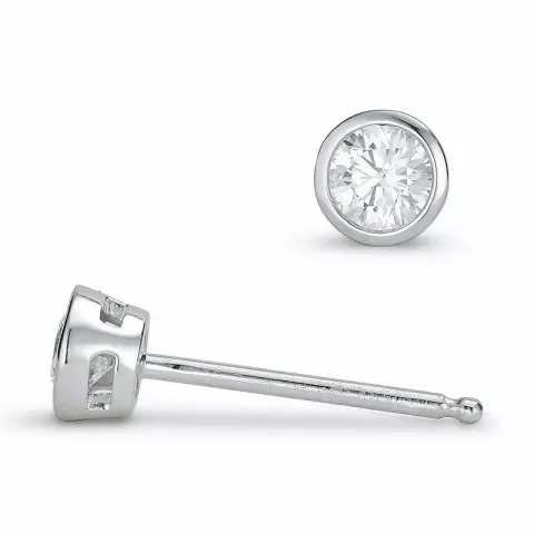 2 x 0,15 ct  Solitärohrstecker in 14 Karat Weißgold mit Diamant 