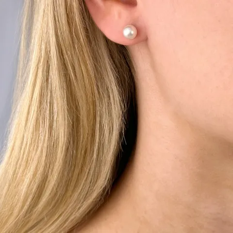 weißen Perleohrstecker in 14 Karat Weißgold