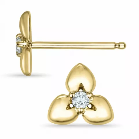 Blumen Diamant Ohrstecker in 14 Karat Gold mit Diamant 
