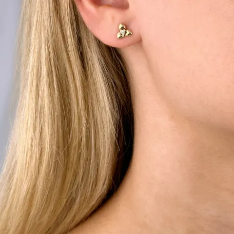 Blumen Diamant Ohrstecker in 14 Karat Gold mit Diamant 