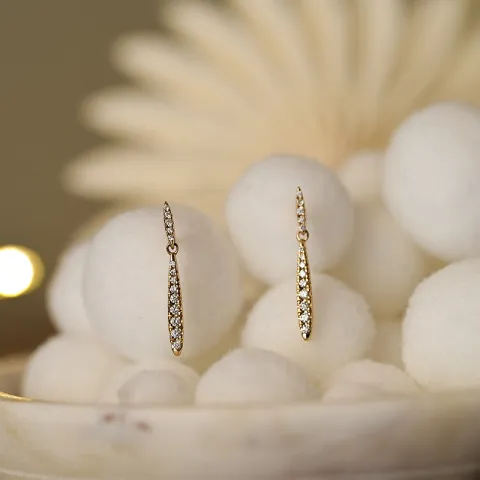 lange Diamant Ohrringe in 14 Karat Gold mit Diamant 