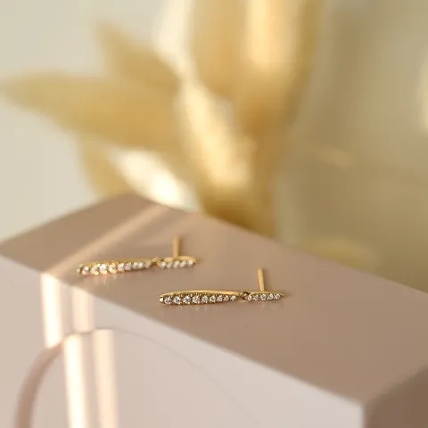 lange Diamant Ohrringe in 14 Karat Gold mit Diamant 