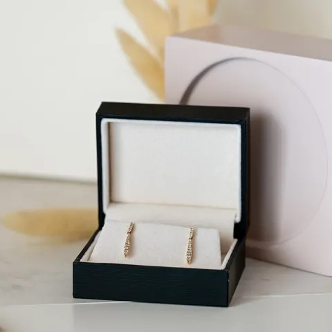 lange Diamant Ohrringe in 14 Karat Gold mit Diamant 