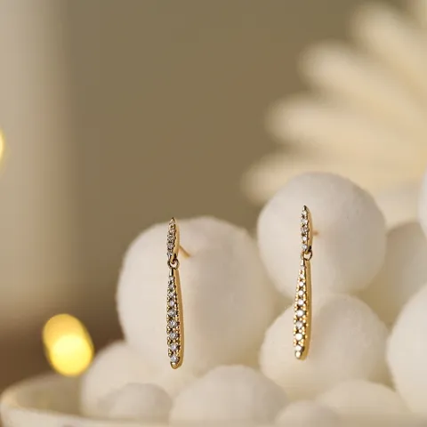 lange Diamant Ohrringe in 14 Karat Gold mit Diamant 