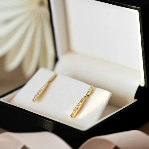 lange Diamant Ohrringe in 14 Karat Gold mit Diamant 