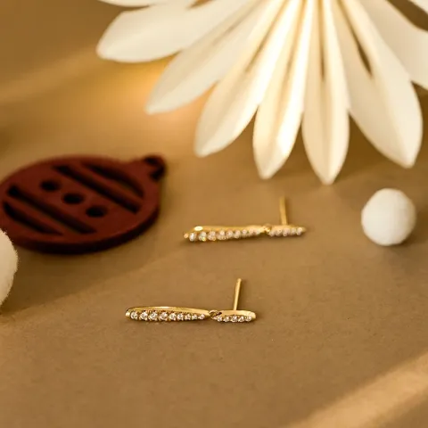 lange Diamant Ohrringe in 14 Karat Gold mit Diamant 