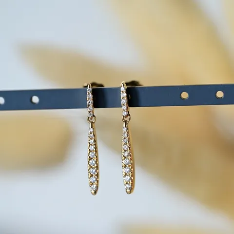 lange Diamant Ohrringe in 14 Karat Gold mit Diamant 