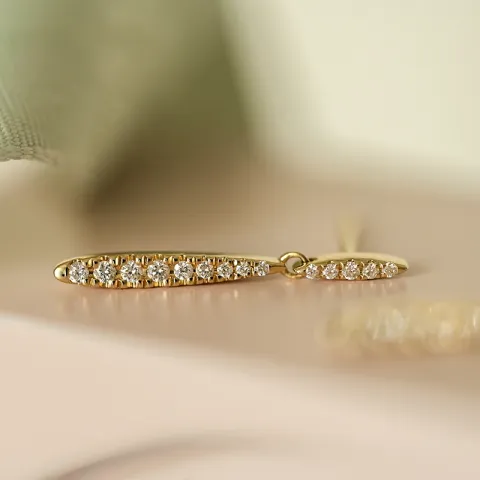 lange Diamant Ohrringe in 14 Karat Gold mit Diamant 