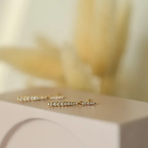 lange Diamant Ohrringe in 14 Karat Gold mit Diamant 